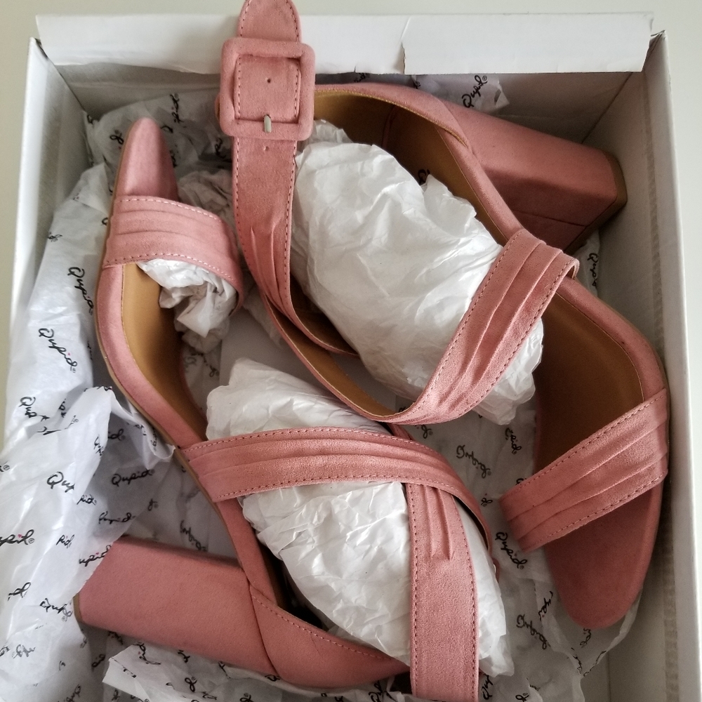 New Chunky Heel Rose Suede 8.5 - Picture 2 of 3